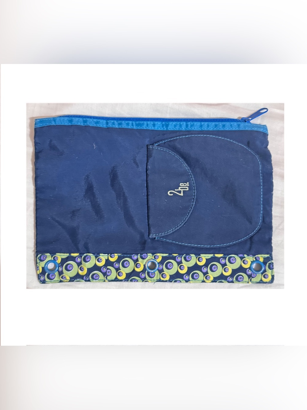 Navy Blue Patterned Pencil Pouch